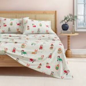 King Sheet Set Holiday Puppy Themed